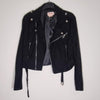 Showpo Black Cropped Biker Jacket | Silver Hardware | Size 10 AU