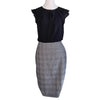 Portmans Grey Plaid & Black Pencil Skirt Dress 8 AU