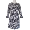 Miss Selfridge Black And White Floral Print Dress Ruffle Sleeve Cuffs Size 6 AU