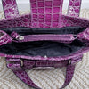 Cabrelli purple faux-croc handbag, silver buckle boldstyle