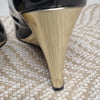 Corelli Black Patent Peep-Toe Wedge Heels Size 7