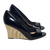 Corelli Black Patent Peep-Toe Wedge Heels Size 7