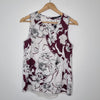Portmans Burgundy White Floral Sleeveless Top Size 8
