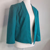 Jacqui E Teal Cropped Open Front Blazer Green Size 14