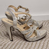 Leepop Glitter Strappy Platform Heels Silver
