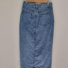 High-Waisted Denim Midi Skirt with Front Split Blue Size 8 AU