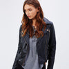 Black Faux Leather Moto Jacket Rose Gold Hardware Size AU 8