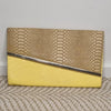 Colette Yellow Beige Snakeskin Clutch with Silver Trim