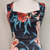 Cue Black Floral Print Fitted Dress Size 6 AU