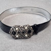 Apart Black and silver leather belt with metal, womensbelt