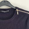 Portmans Black Knit Long Sleeve Top | Shoulder Zip Detail | Size XS