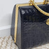 Arcad G. Versace Black Croc-Embossed Frame Bag Italy Spain