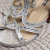 Leepop Glitter Strappy Platform Heels Silver