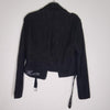 Showpo Black Cropped Biker Jacket | Silver Hardware | Size 10 AU