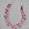 Pink, Purple and white natural gemstone and pinknecklace