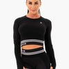 Ryderwear Black And White Crop Top Long Sleeve Small 8 AU