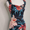 Cue Black Floral Print Fitted Dress Size 6 AU