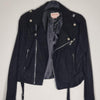 Showpo Black Cropped Biker Jacket | Silver Hardware | Size 10 AU