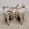 Leepop Glitter Strappy Platform Heels Silver