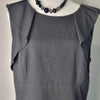 Portmans Grey Pinstripe Ruffle Detail Dress Size 16 AU Made in Australia