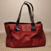 Condura Red Woven Tote Handbag Black Patent Medium-large