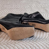 Novo Black Faux Leather Ankle Boots Square Toe Pull-On Stiletto Heel 9 AU