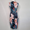 Cue Black Floral Print Fitted Dress Size 6 AU
