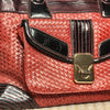 Condura Red Woven Tote Handbag Black Patent Medium-large