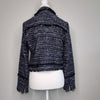 Bardot Cropped Tweed Jacket Navy Black Size AU 8