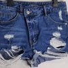 Shein High-Waisted Distressed Denim Shorts Blue Size 8 AU