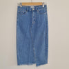 Seed Heritage Denim Midi Skirt Raw Hem Blue Size 6 AU