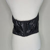 Romwe Black Faux Leather Corset Tube Top with Cross Pendant – Size XL