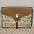 Vivizhen Beige Tan Monogram Crossbody Bag with Gold Tassel