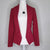 Review Red blazer jacket with ruffled detail at the front 6