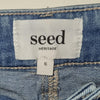 Seed Heritage Denim Midi Skirt Raw Hem Blue Size 6 AU