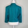 Jacqui E Teal Cropped Open Front Blazer Green Size 14