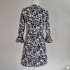 Miss Selfridge Black And White Floral Print Dress Ruffle Sleeve Cuffs Size 6 AU