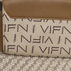 Vivizhen Beige Tan Monogram Crossbody Bag with Gold Tassel