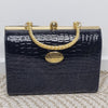 Arcad G. Versace Black Croc-Embossed Frame Bag Italy Spain