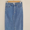 Seed Heritage Denim Midi Skirt Raw Hem Blue Size 6 AU