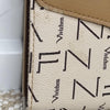 Vivizhen Beige Tan Monogram Crossbody Bag with Gold Tassel