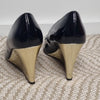 Corelli Black Patent Peep-Toe Wedge Heels Size 7