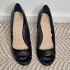 Corelli Black Patent Peep-Toe Wedge Heels Size 7