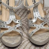 Leepop Glitter Strappy Platform Heels Silver