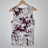 Portmans Burgundy White Floral Sleeveless Top Size 8