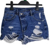 Shein High-Waisted Distressed Denim Shorts Blue Size 8 AU
