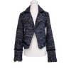 Bardot Cropped Tweed Jacket Navy Black Size AU 8
