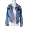 River Island Petite Petite Blue Denim Jacket Gold Buttons 8 AU