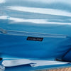 Colette Aqua Blue Snakeskin Clutch with Gold Bar Detail