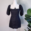 Verge Girl Black Linen Puff Sleeve Mini Dress Size 8 AU